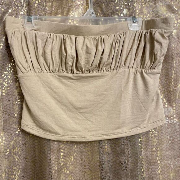 Free People Beach Nude Ruched Strapless Tube Top Large NWOT - Picture 1 of 6